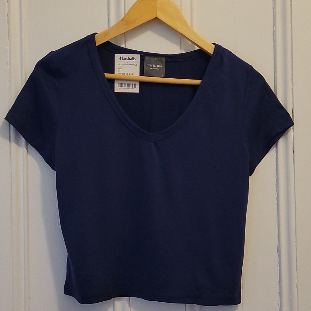 Cute Blue crop Top. fits comfortably.. brand new